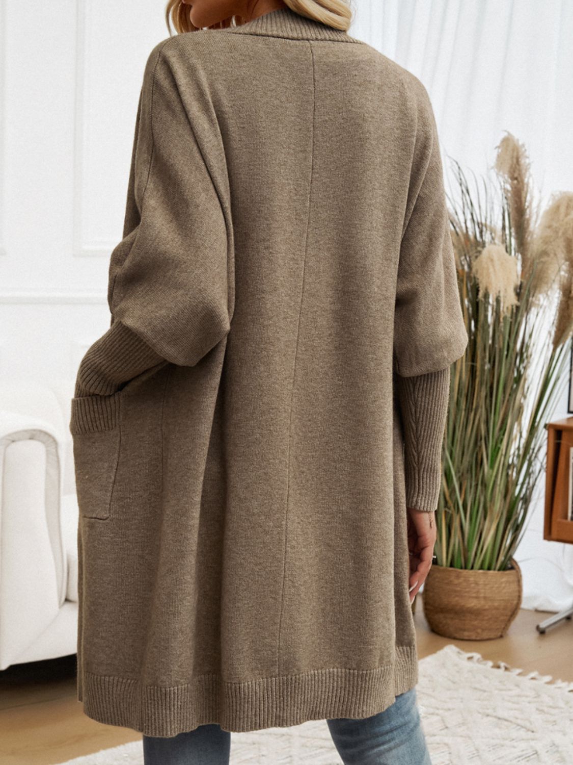 Devine Open Front Long Sleeve Cardigan - Celeste    