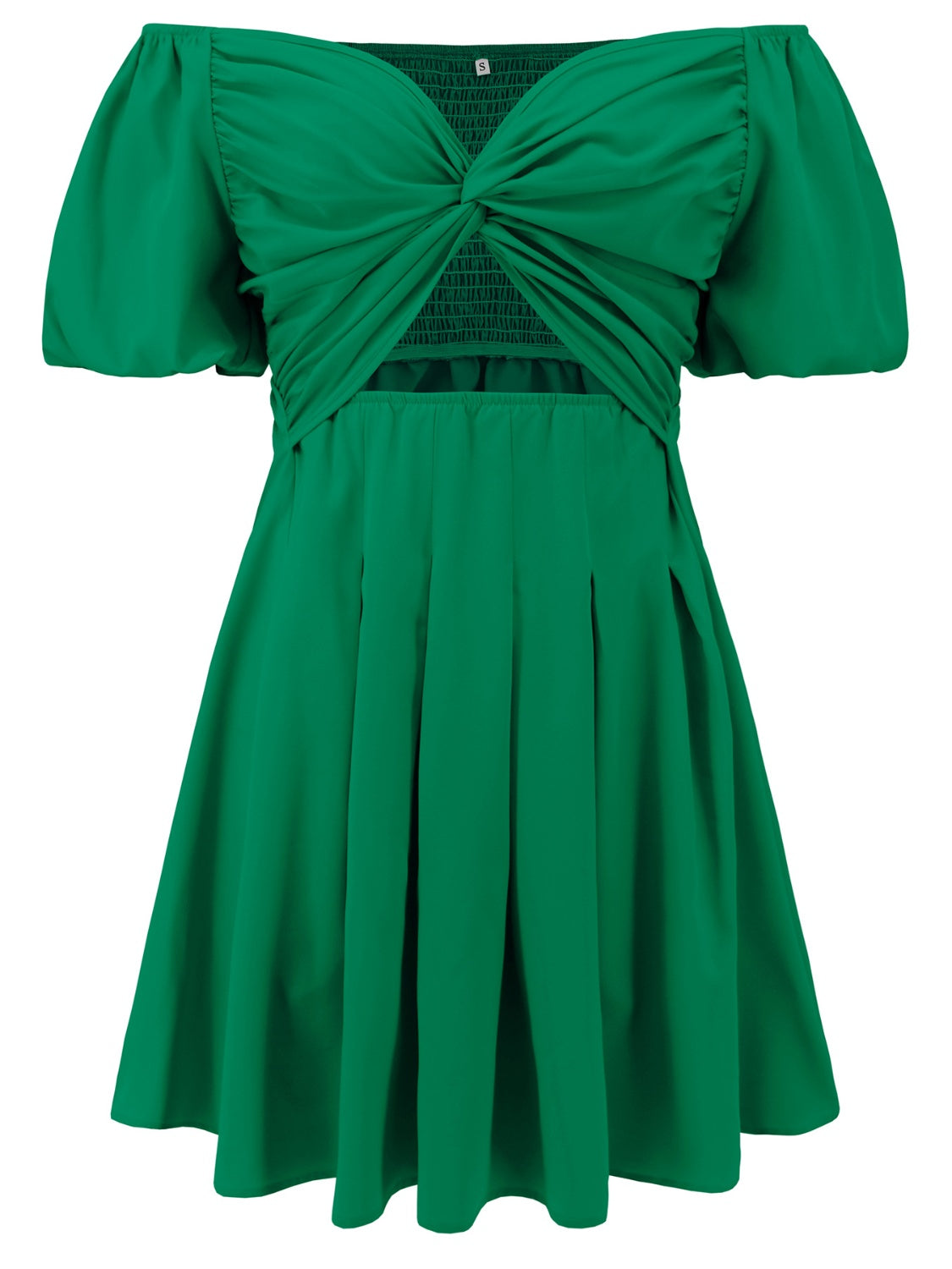 Cutout Twisted Off-Shoulder Short Sleeve Dress - Celeste    