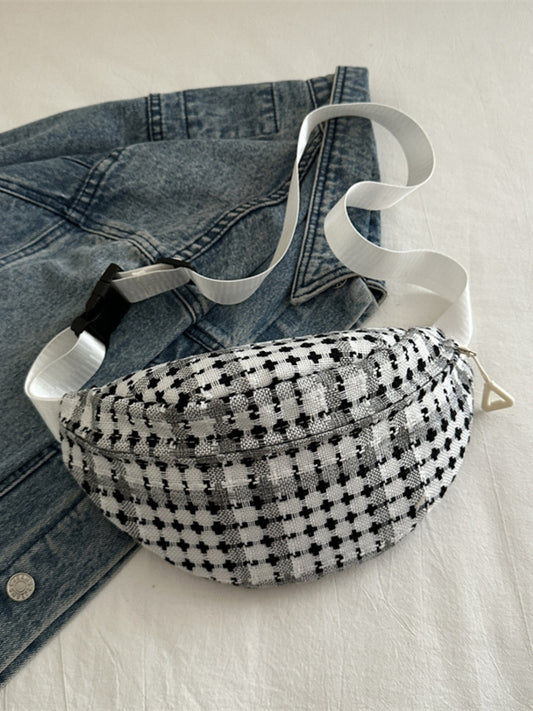 Plaid Wide Strap Crossbody Bag - Celeste    