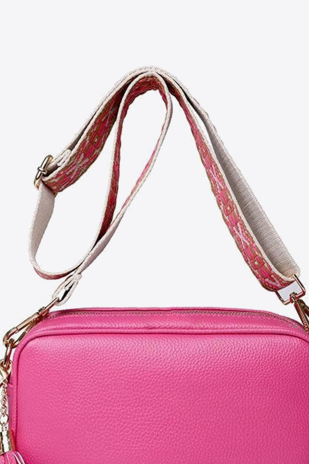 PU Leather Tassel Crossbody Bag - Celeste    