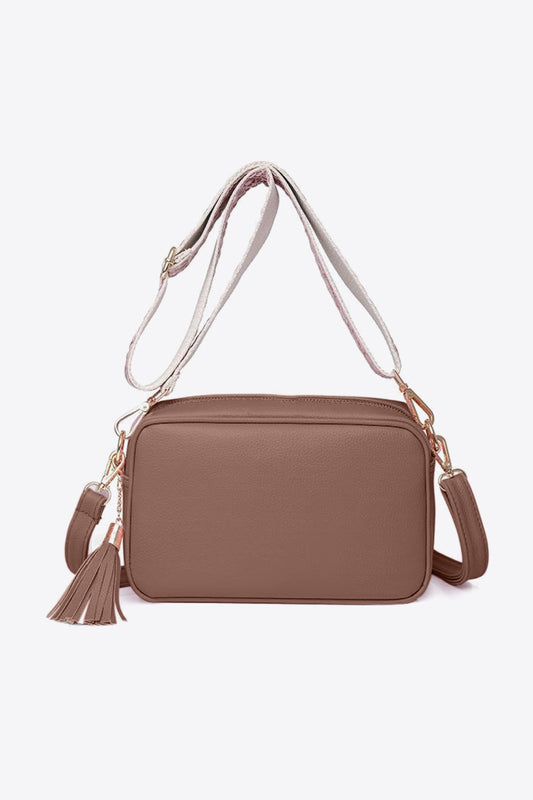 PU Leather Tassel Crossbody Bag - Celeste    