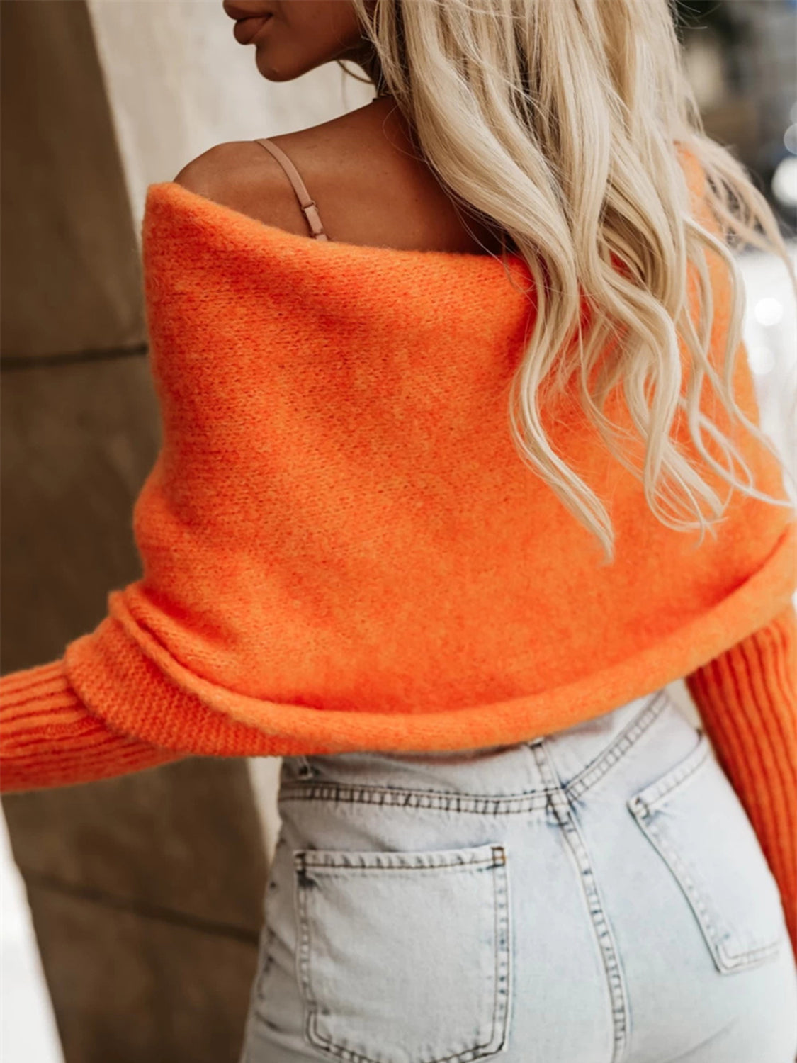 Long Sleeve Cropped Knit Top - Celeste    