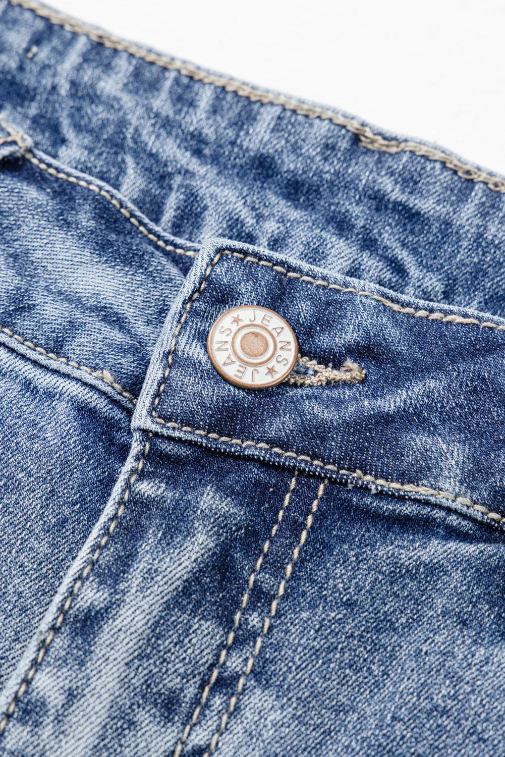 Distressed Raw Hem Bootcut Jeans - Celeste    