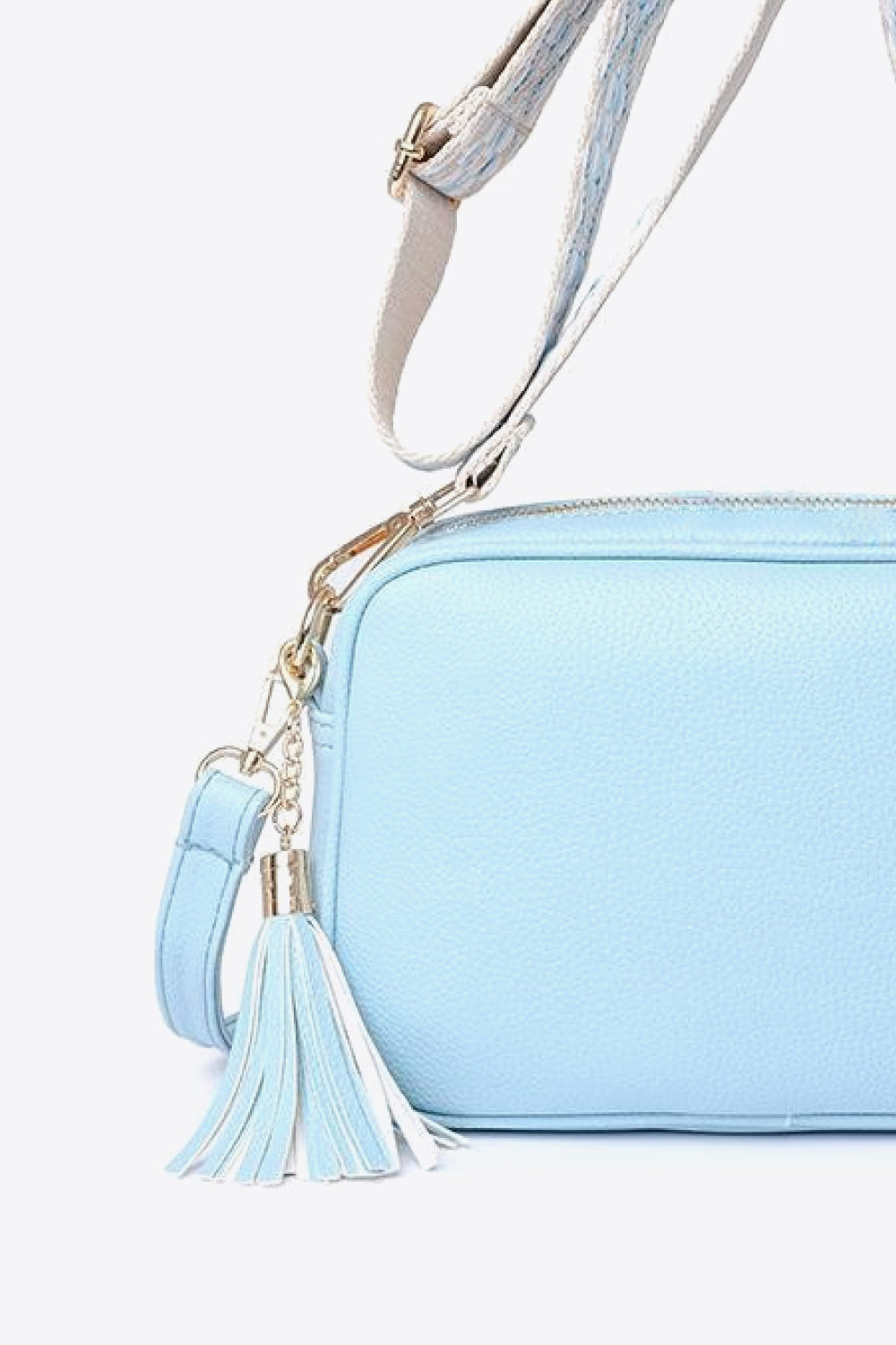 PU Leather Tassel Crossbody Bag - Celeste    