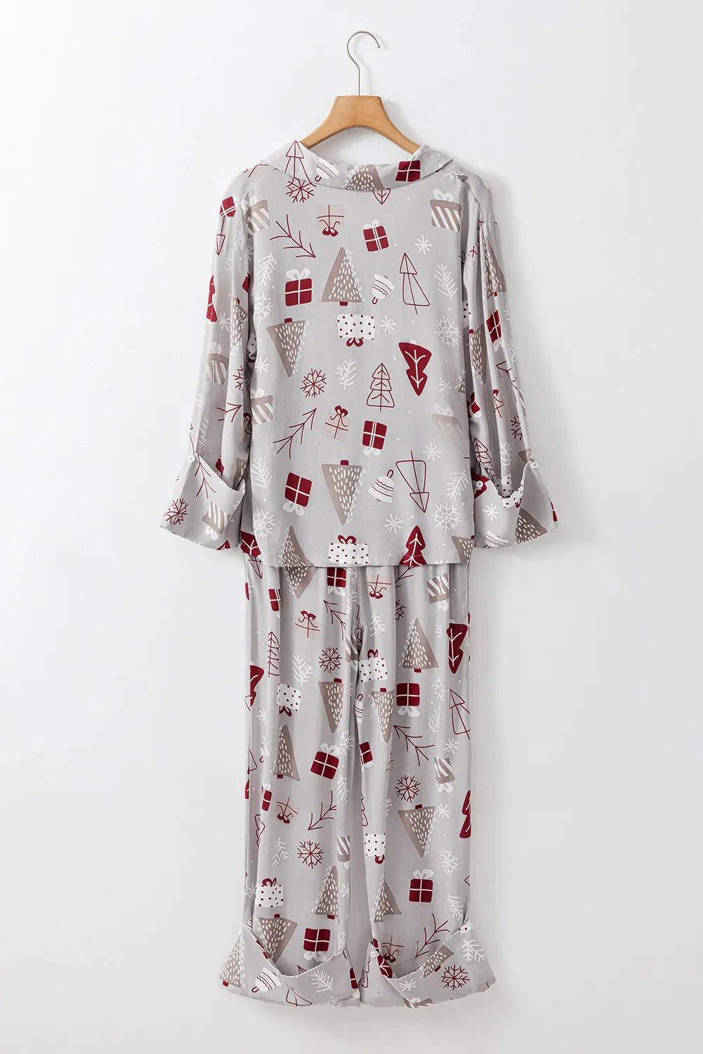 Printed Long Sleeve Top and Pants Lounge Set - Celeste    