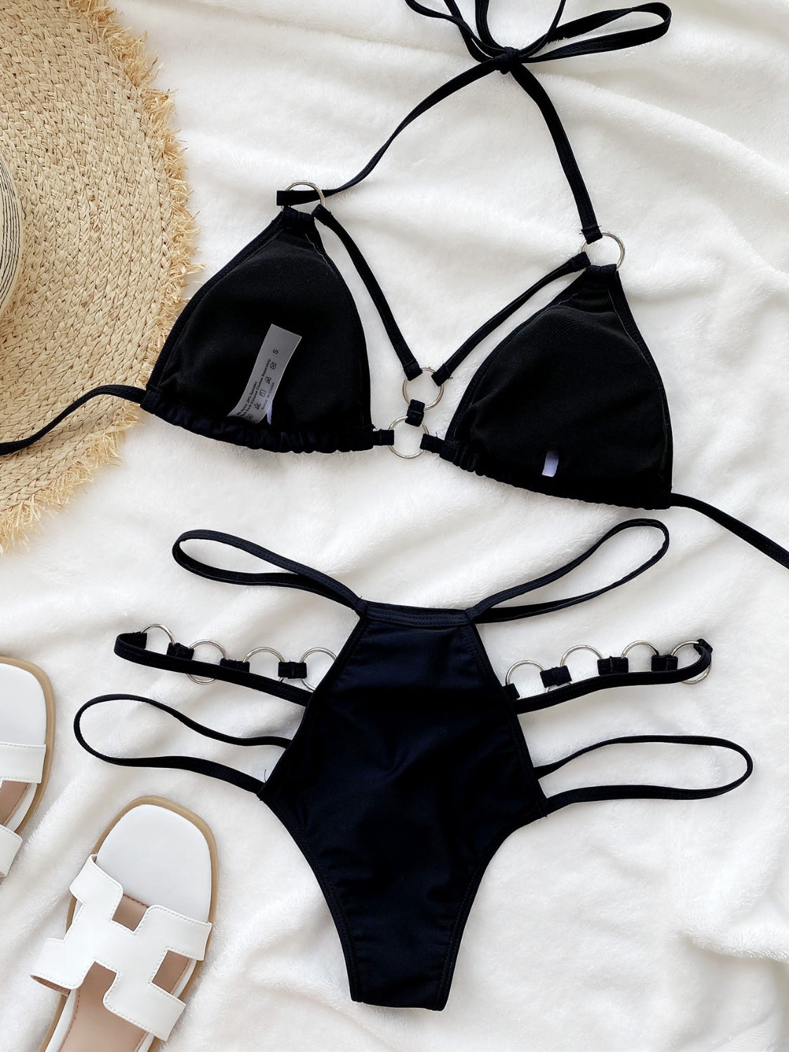 Cutout Halter Neck Two-Piece Bikini Set - Celeste    