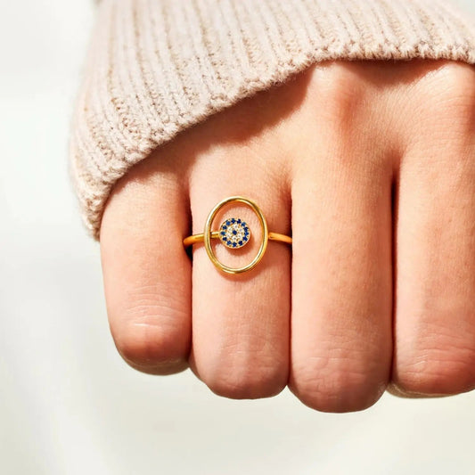 925 Sterling Silver Evil Eye Ring - Celeste    