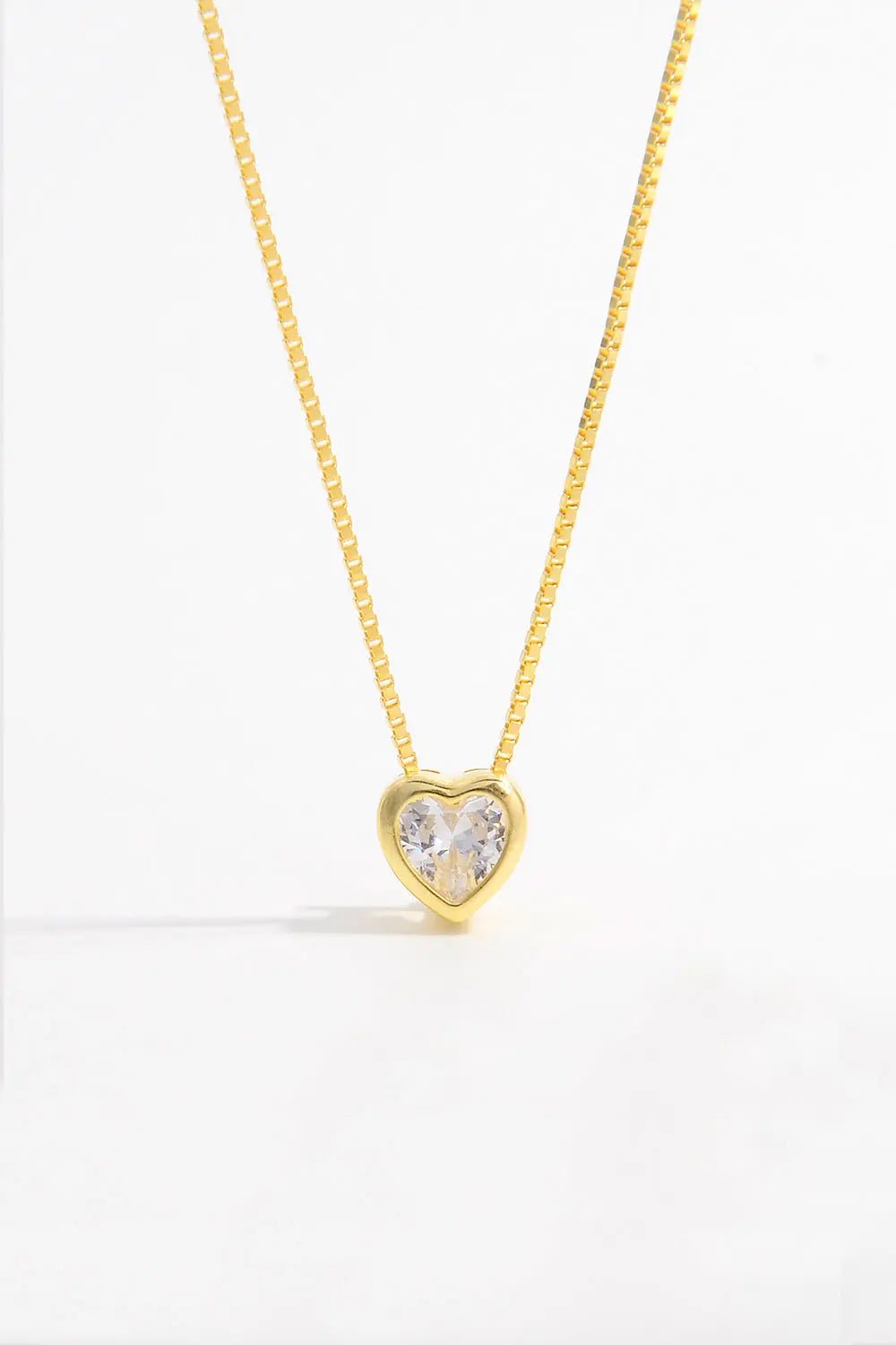 925 Sterling Silver Inlaid Zircon Heart Pendant Necklace - Celeste    