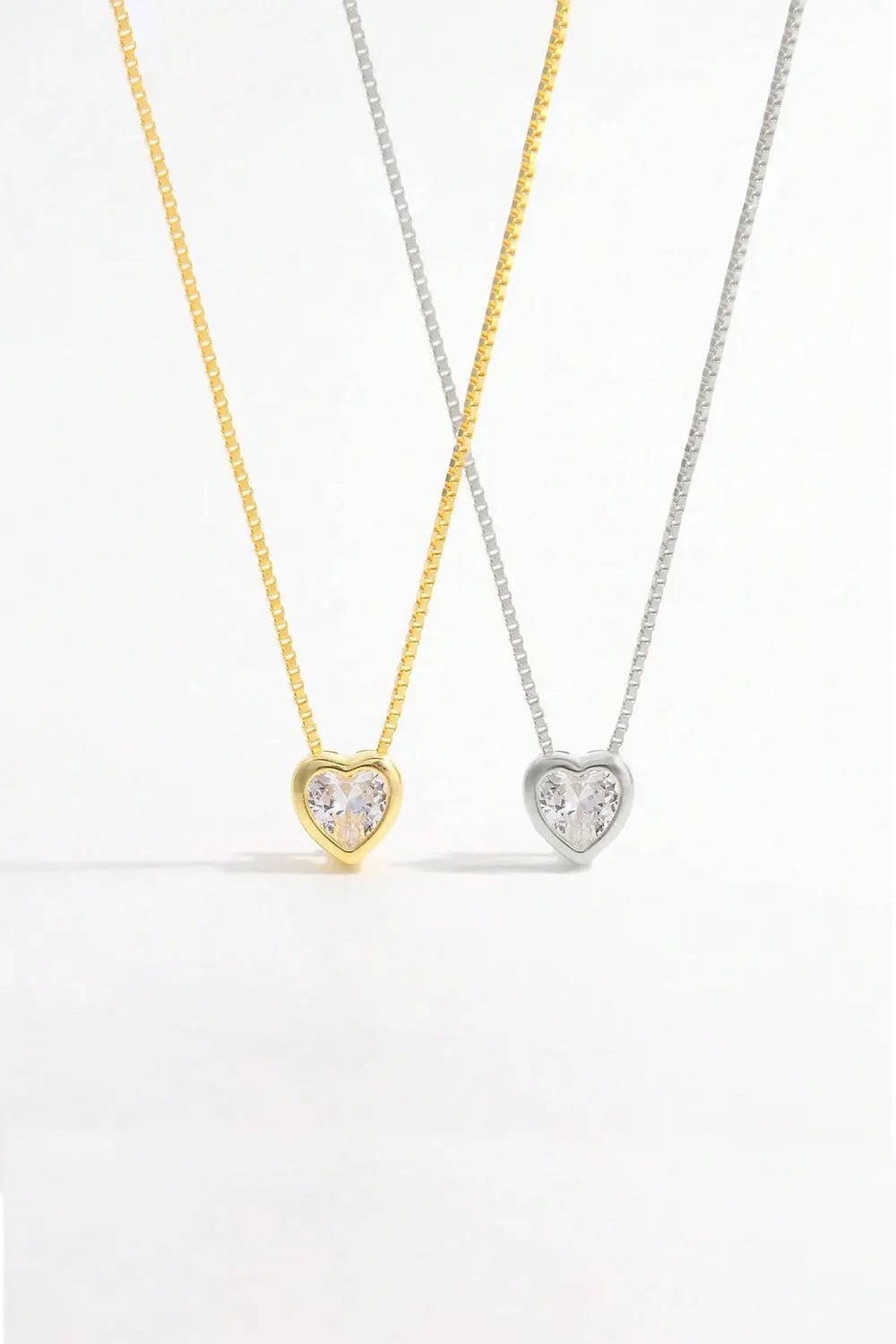 925 Sterling Silver Inlaid Zircon Heart Pendant Necklace - Celeste    