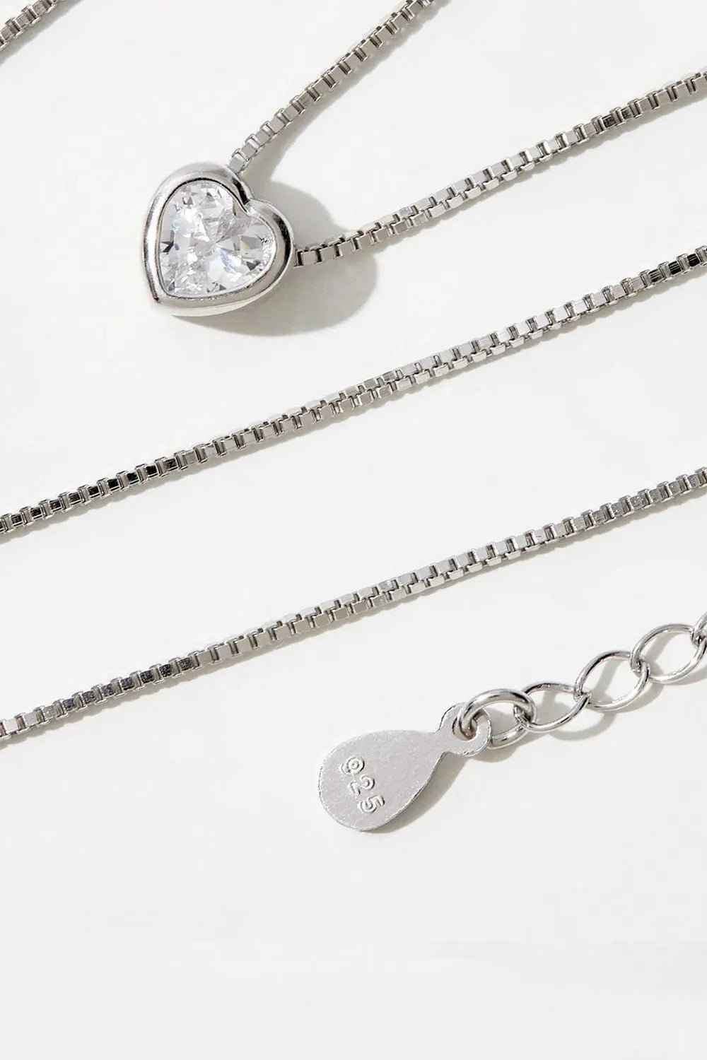 925 Sterling Silver Inlaid Zircon Heart Pendant Necklace - Celeste    