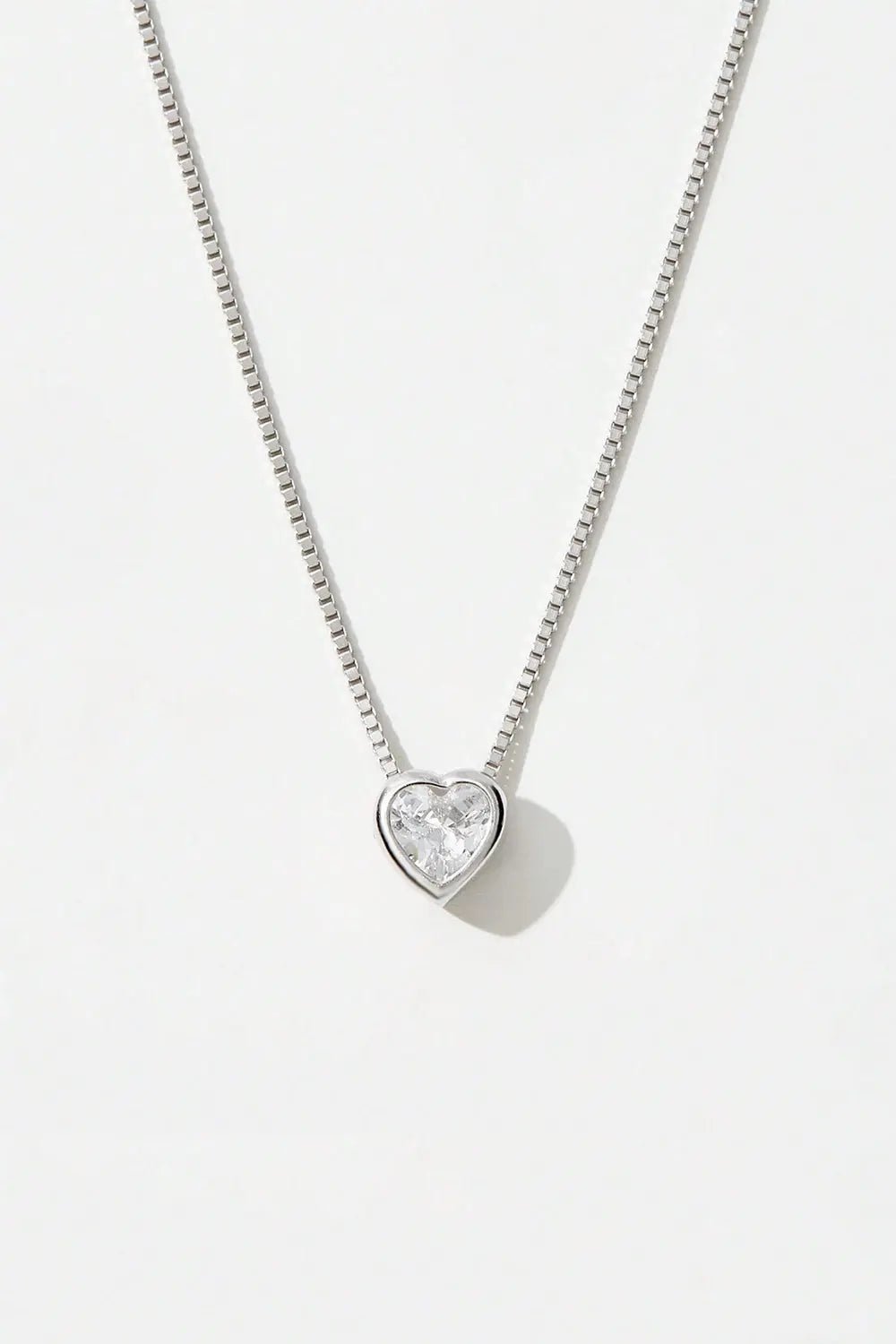 925 Sterling Silver Inlaid Zircon Heart Pendant Necklace - Celeste    