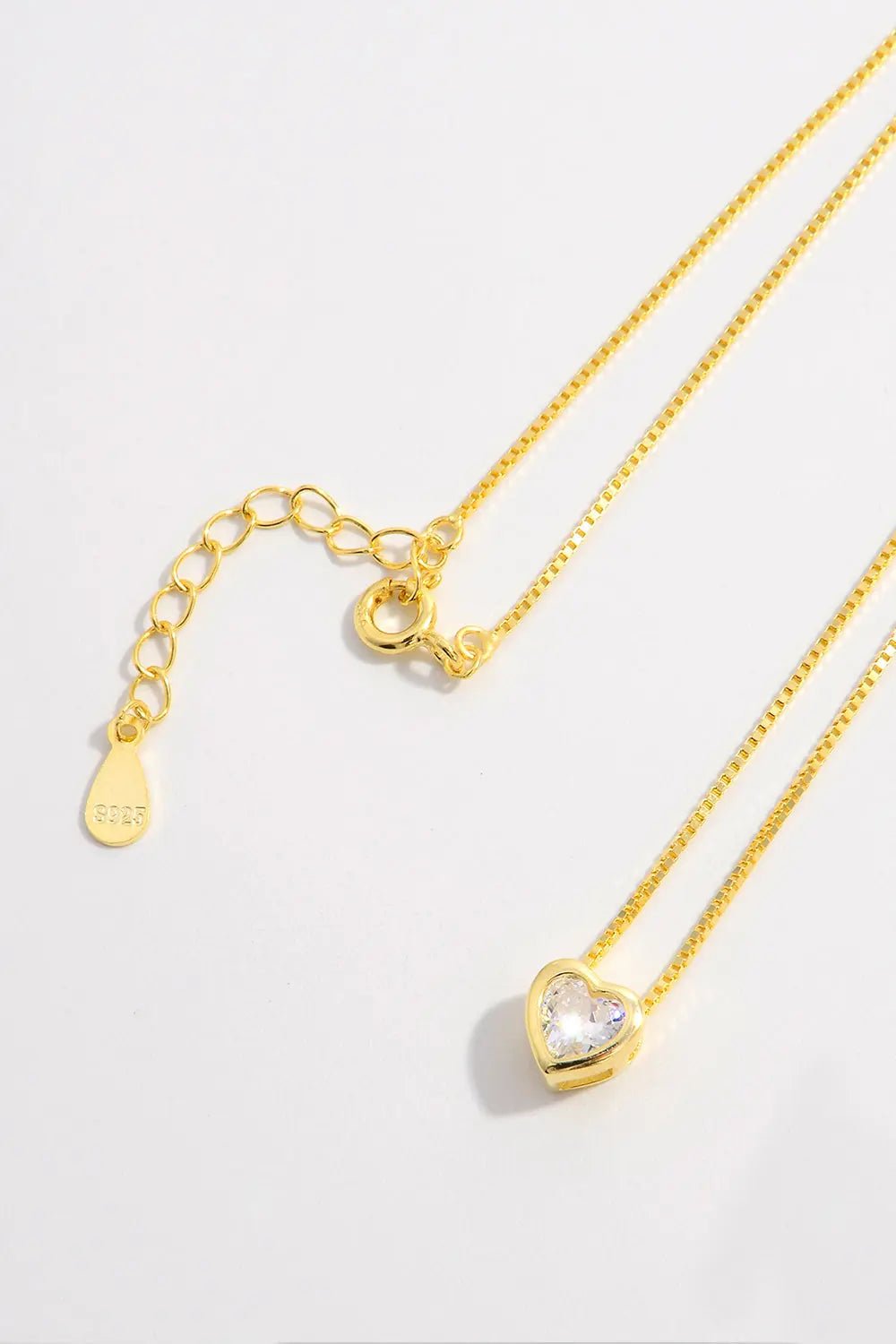 925 Sterling Silver Inlaid Zircon Heart Pendant Necklace - Celeste    