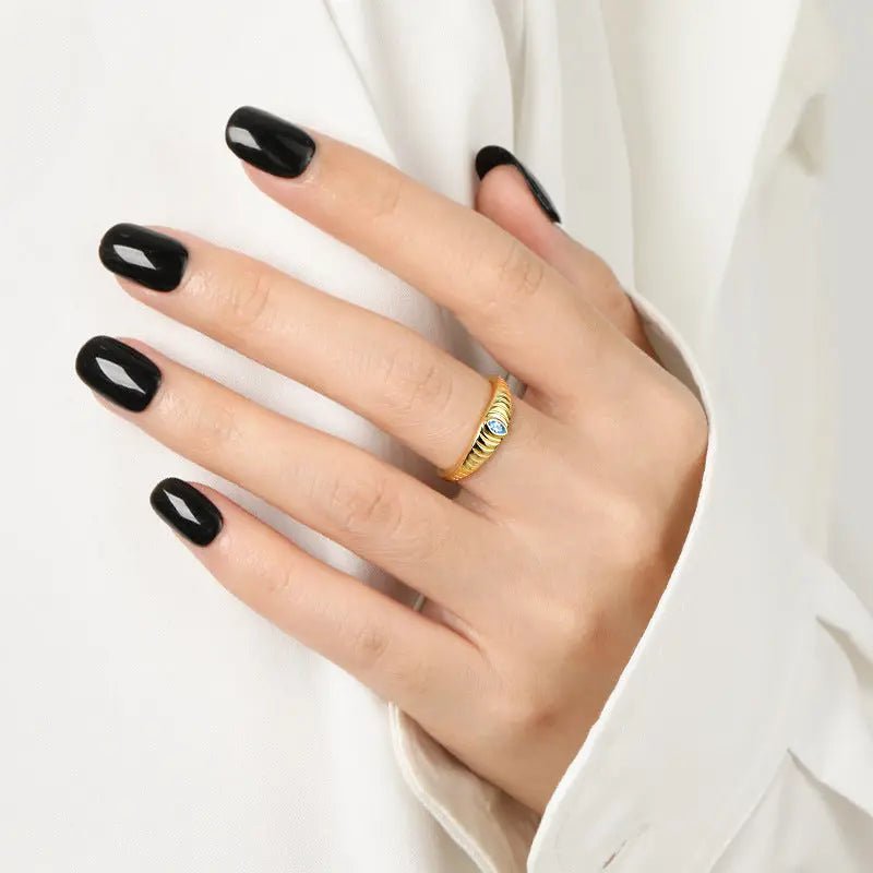 925 Sterling Silver Inlaid Zircon Ring - Celeste    
