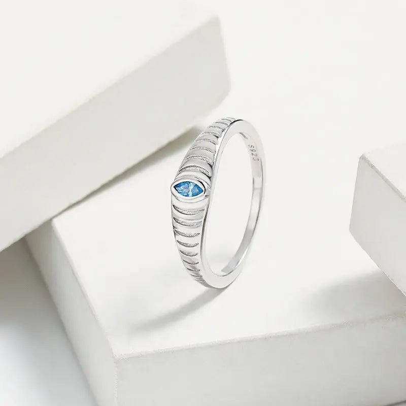 925 Sterling Silver Inlaid Zircon Ring - Celeste    