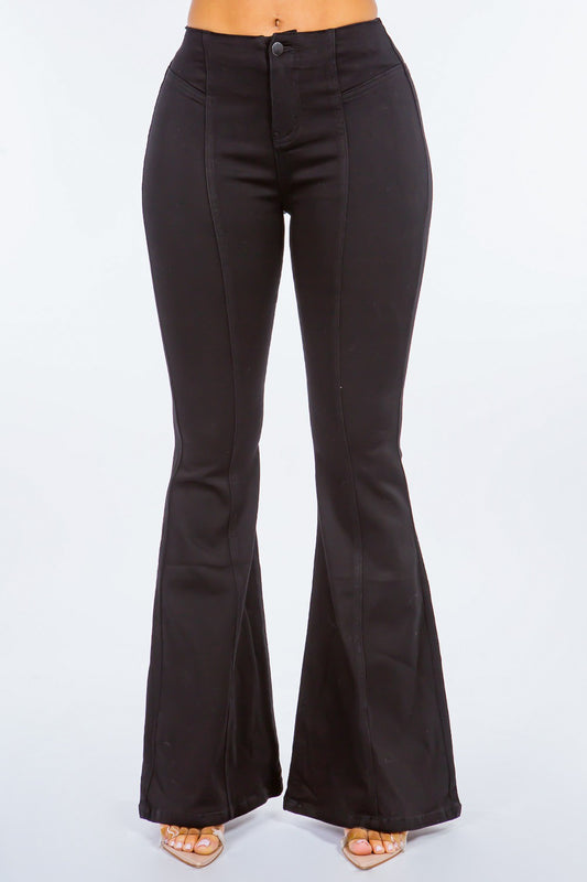 American Bazi High Waist Pull On Flare Jeans - Celeste    
