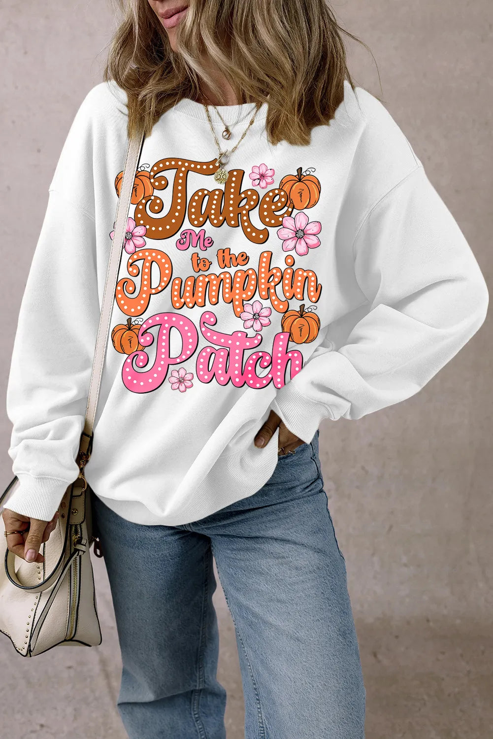 Letter Graphic Long Sleeve Sweatshirt - Celeste    