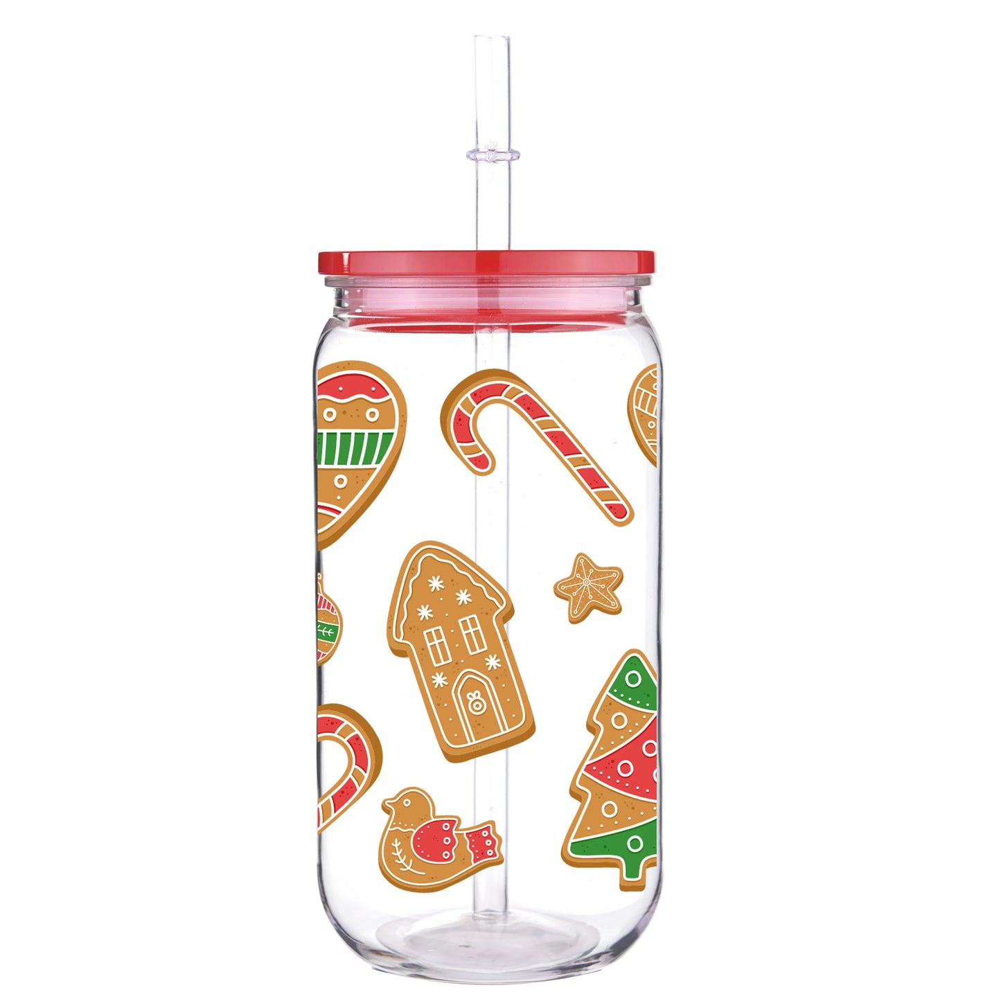 Christmas 16oz Printed Glass Cup - 6 Piece Set