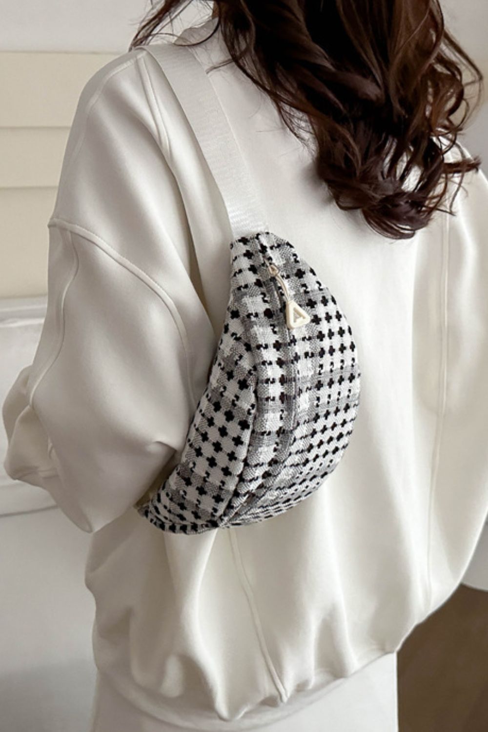Plaid Wide Strap Crossbody Bag - Celeste    