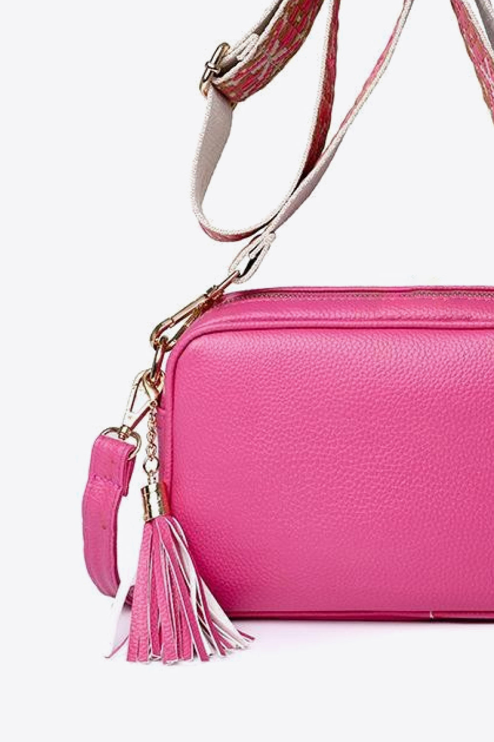 PU Leather Tassel Crossbody Bag - Celeste    