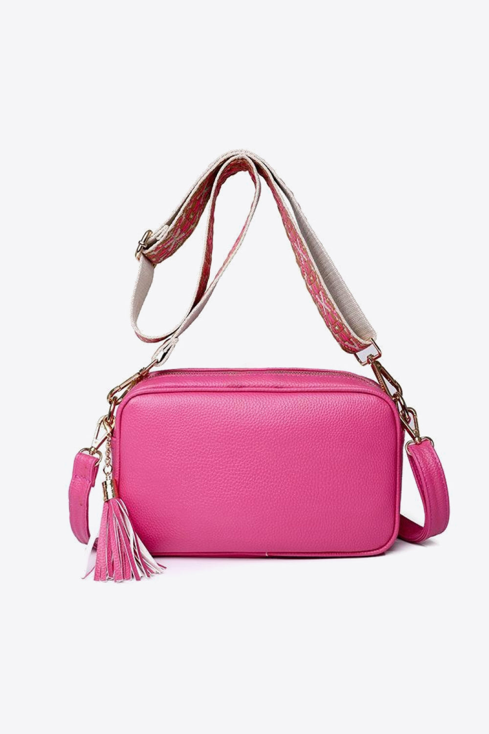 PU Leather Tassel Crossbody Bag - Celeste    