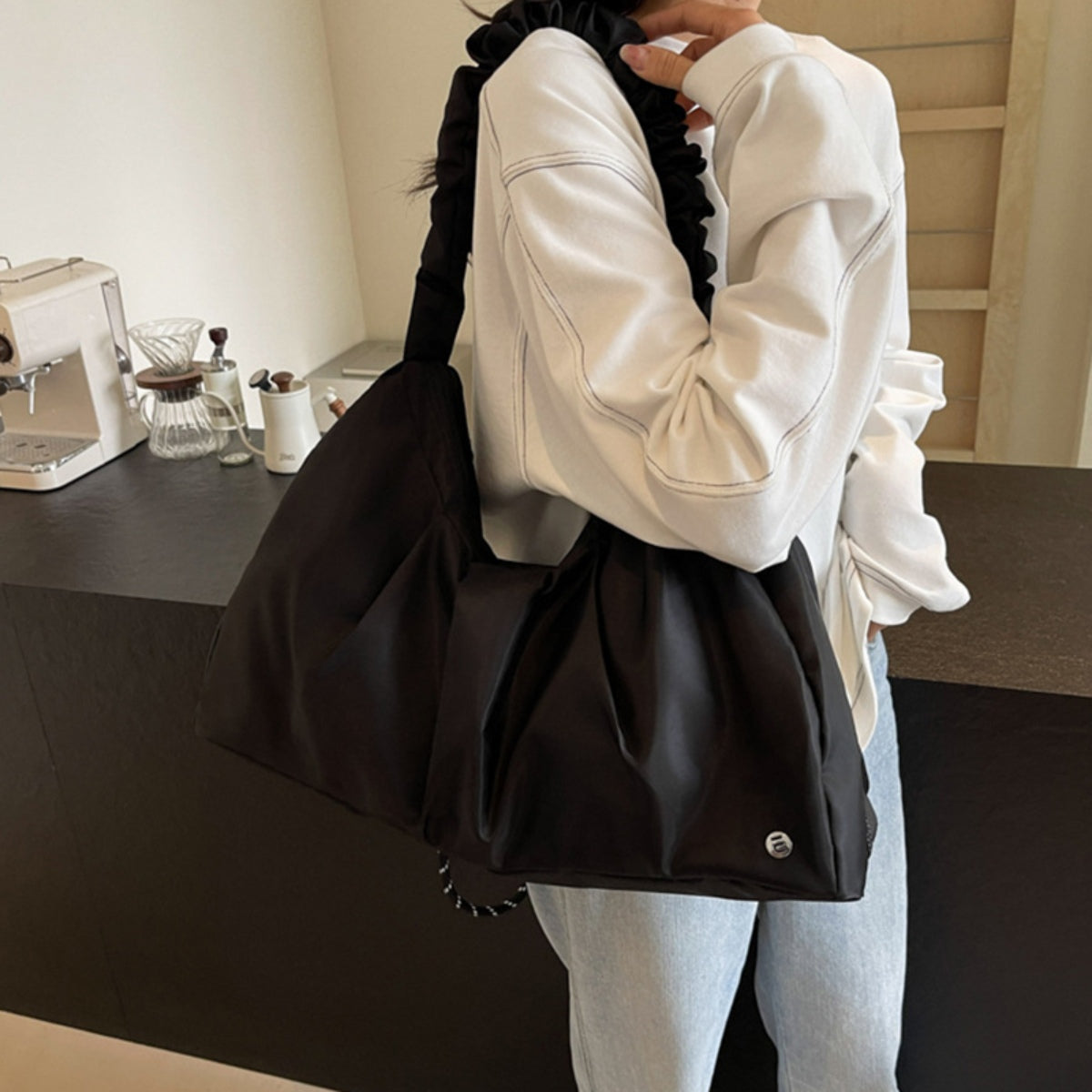 Ruched Large Tote Bag - Celeste    
