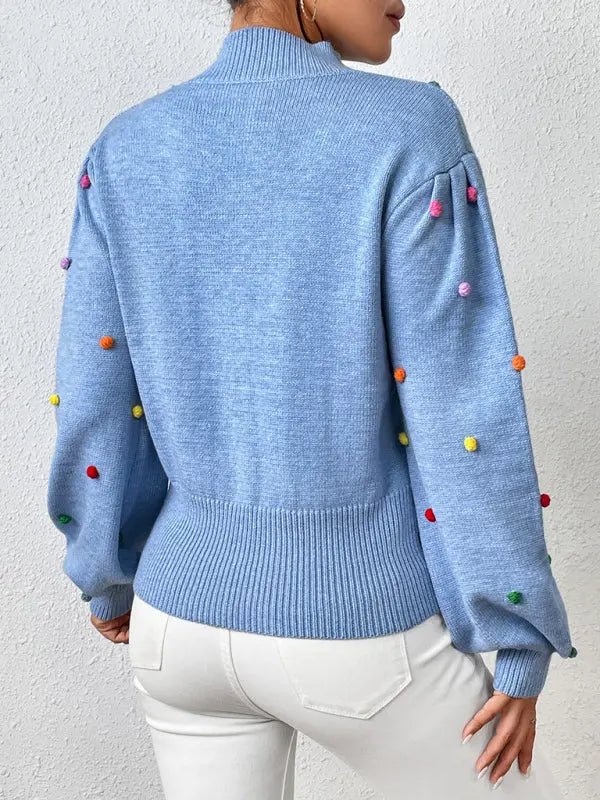 Beaded Knit Sweater - Celeste    