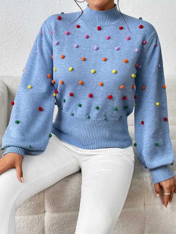 Beaded Knit Sweater - Celeste    