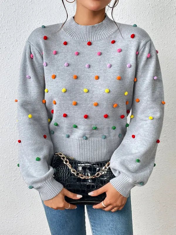 Beaded Knit Sweater - Celeste    