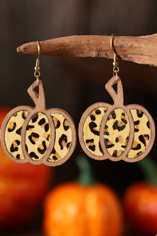 Brown Animal Print Pumpkin Shape Drop Earrings - Celeste  Accessories/Jewelry  