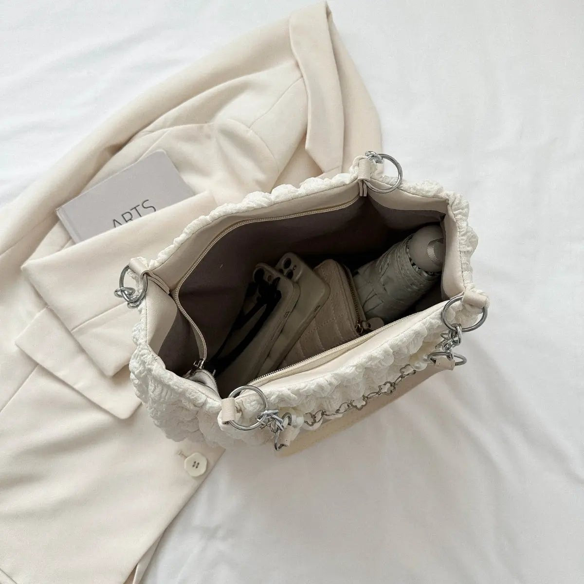 Bubble Textured Tote Bag - Celeste    