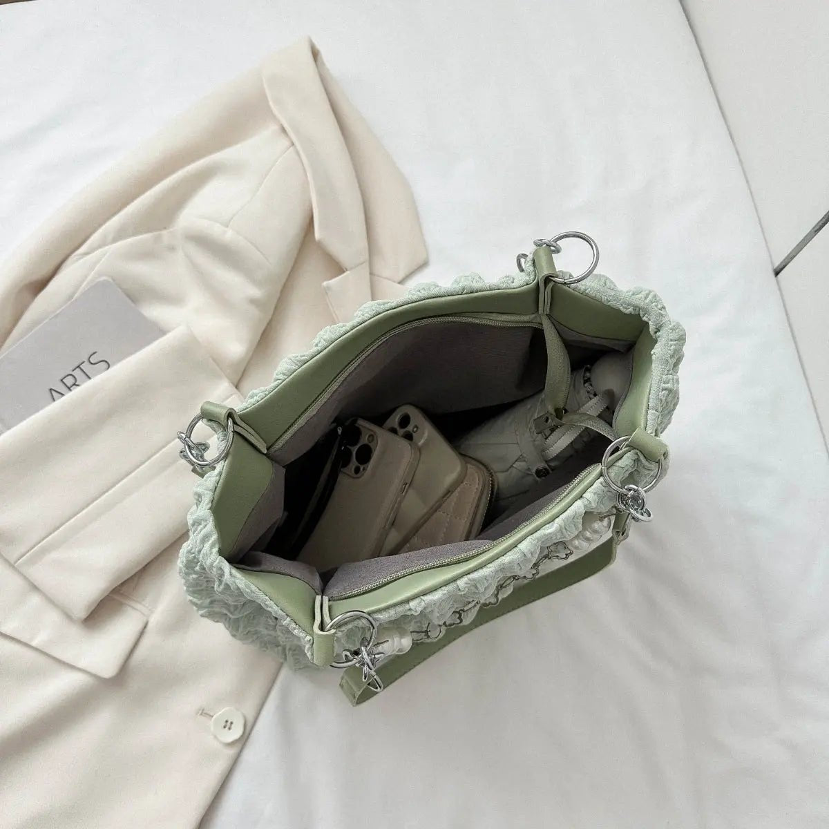 Bubble Textured Tote Bag - Celeste    