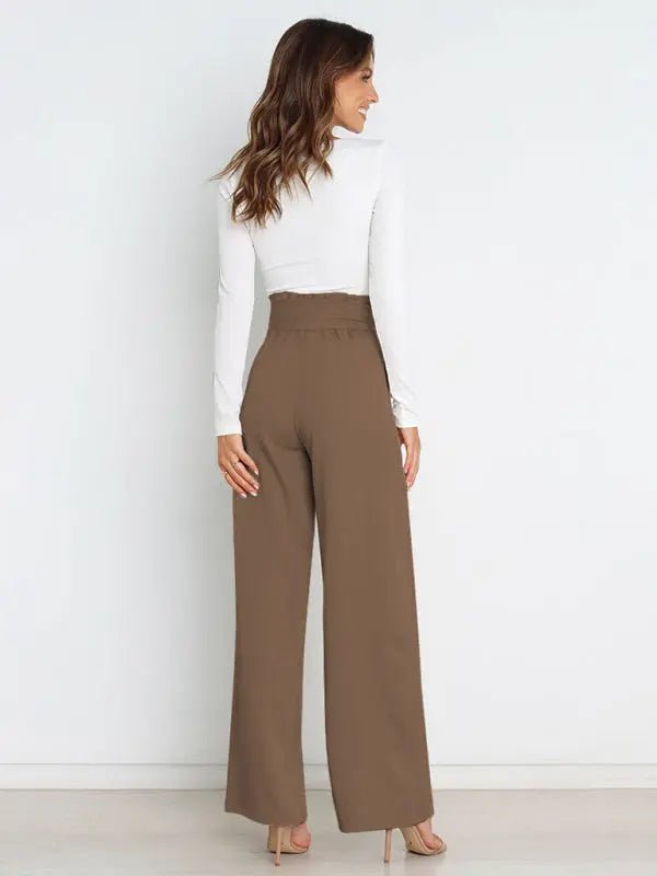 Business Girl - Belted Wide-Leg Trousers - Celeste    