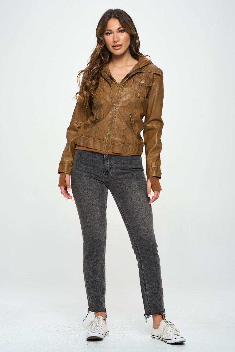Coalition LA Double Zip Hooded Long Sleeve Jacket - Celeste    