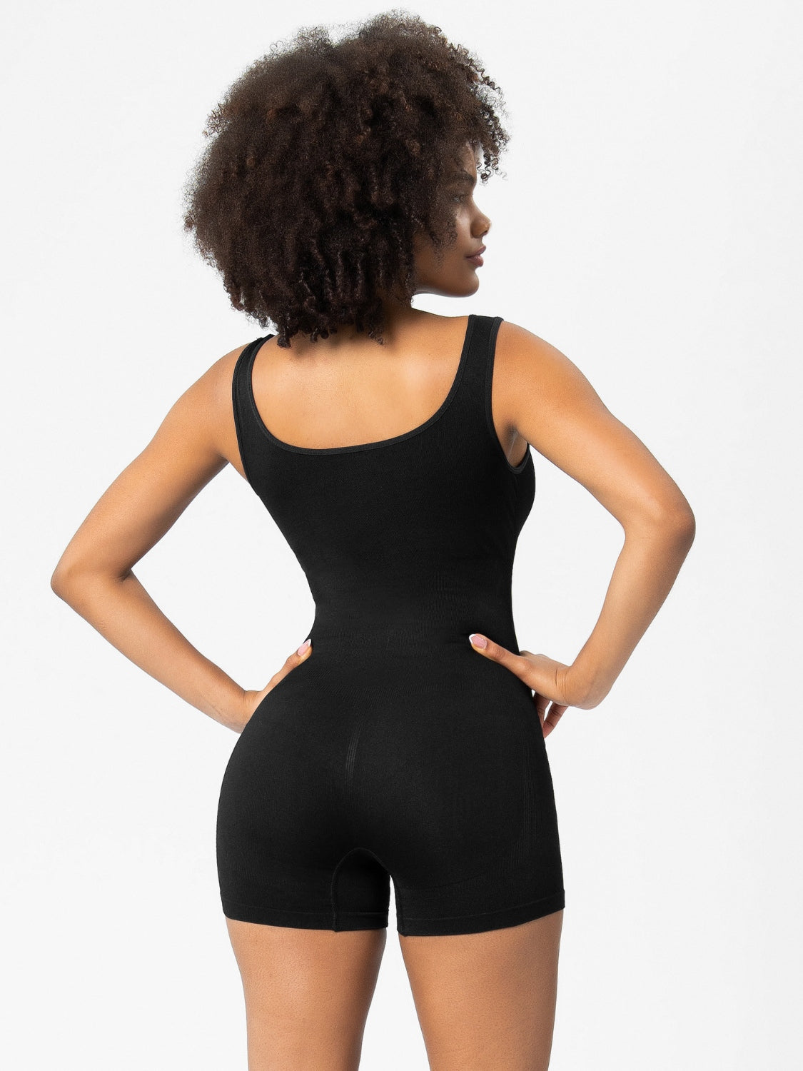 Scoop Neck Wide Strap Shaping Romper - Celeste    