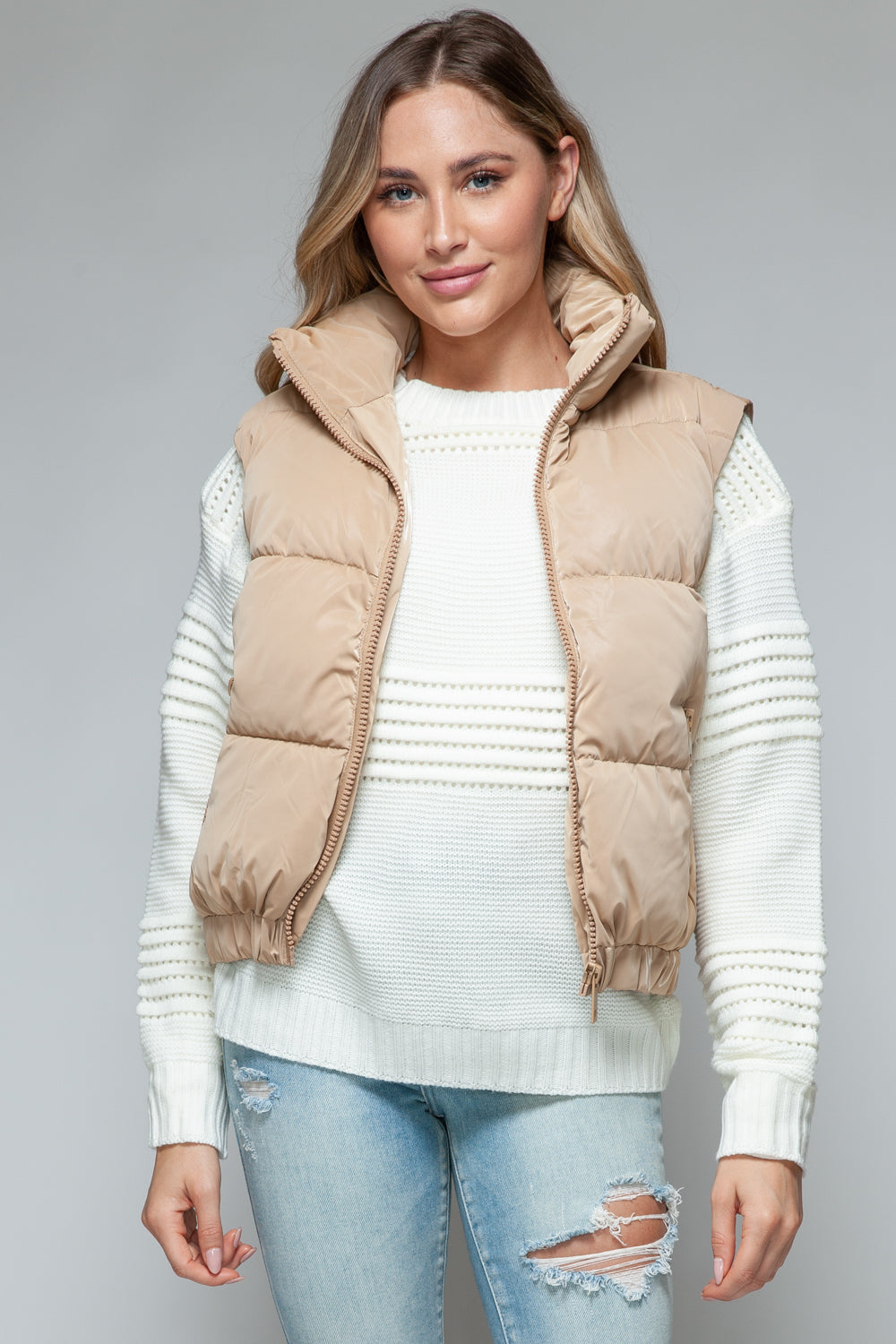 Snobbish Fine Fur Lining Quilted Vest - Celeste    
