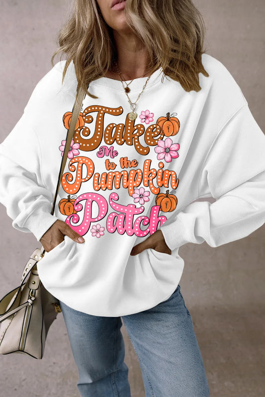 Letter Graphic Long Sleeve Sweatshirt - Celeste    