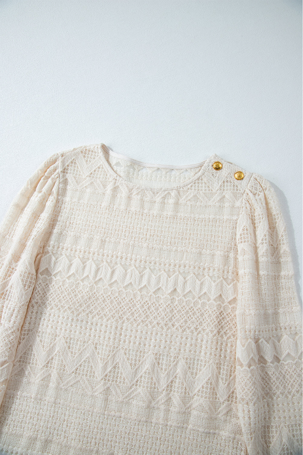 White Geometric Lace Blouse - Celeste  Tops/Blouses & Shirts  