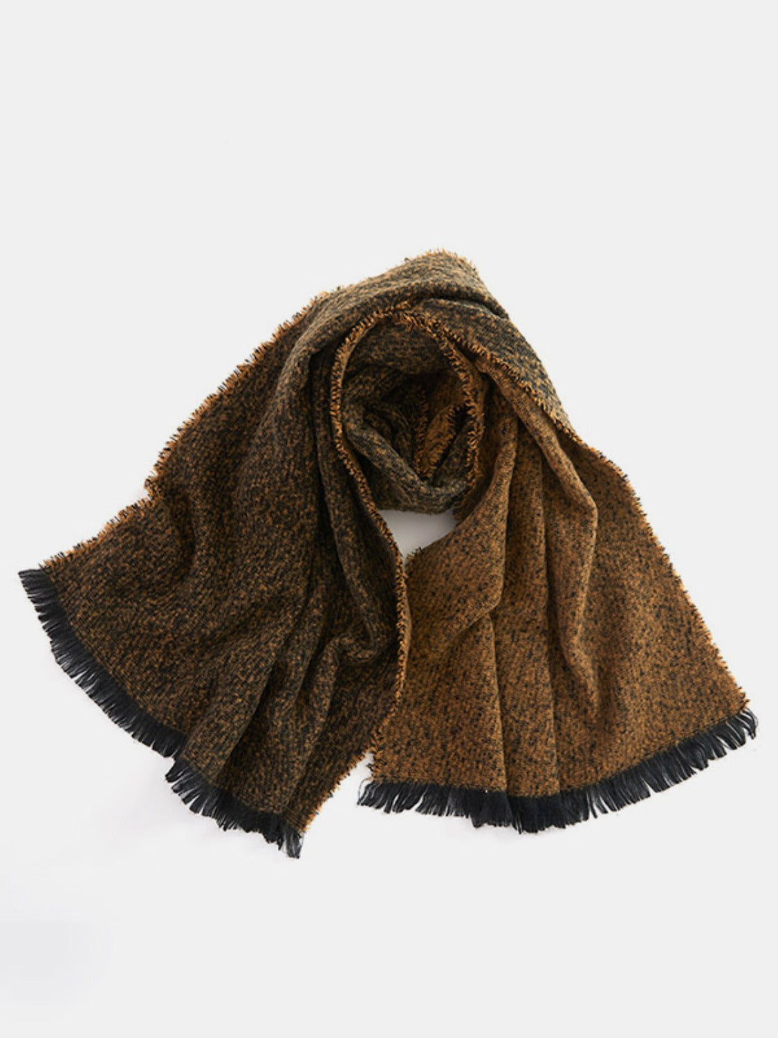 Raw Hem Heathered Polyester Scarf - Celeste    