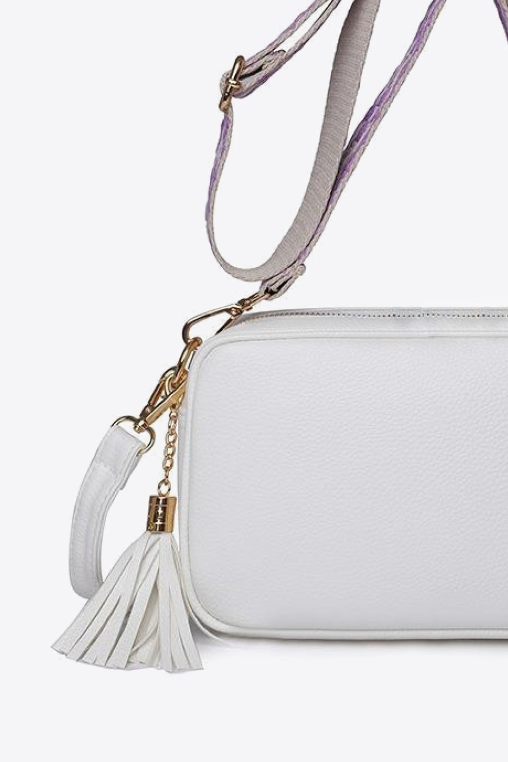 PU Leather Tassel Crossbody Bag - Celeste    