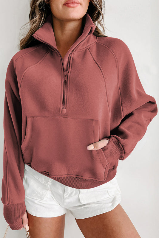 Brown Fleece Lined Sweatshirt - Celeste  Tops/Sweatshirts & Hoodies  