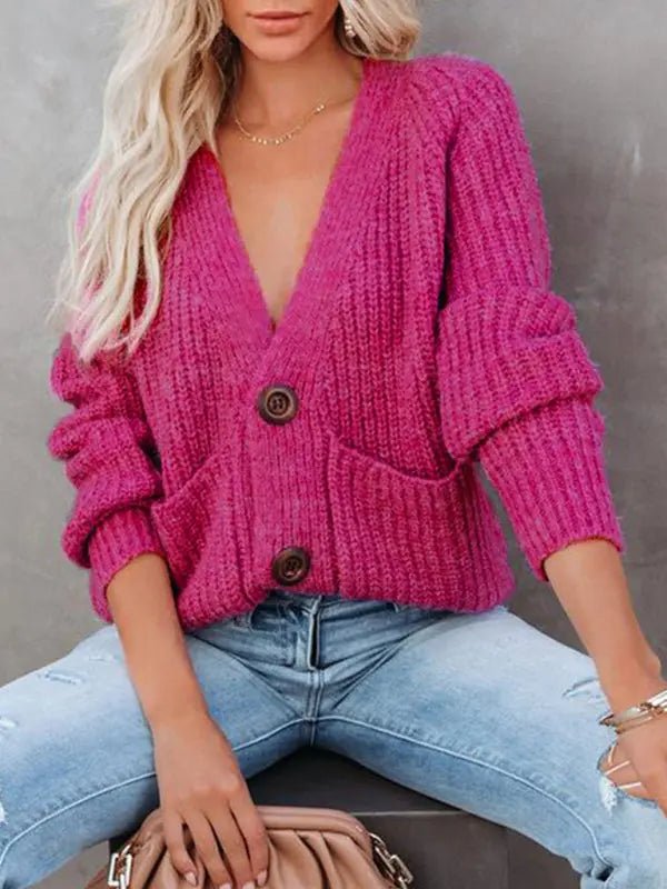 Double Breasted Button-Up Cardigan Sweater - Celeste  Sweater  