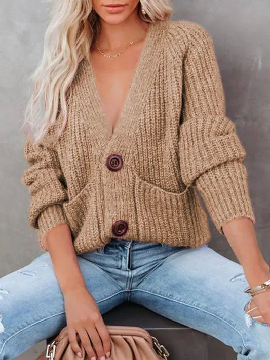 Double Breasted Button-Up Cardigan Sweater - Celeste  Sweater  