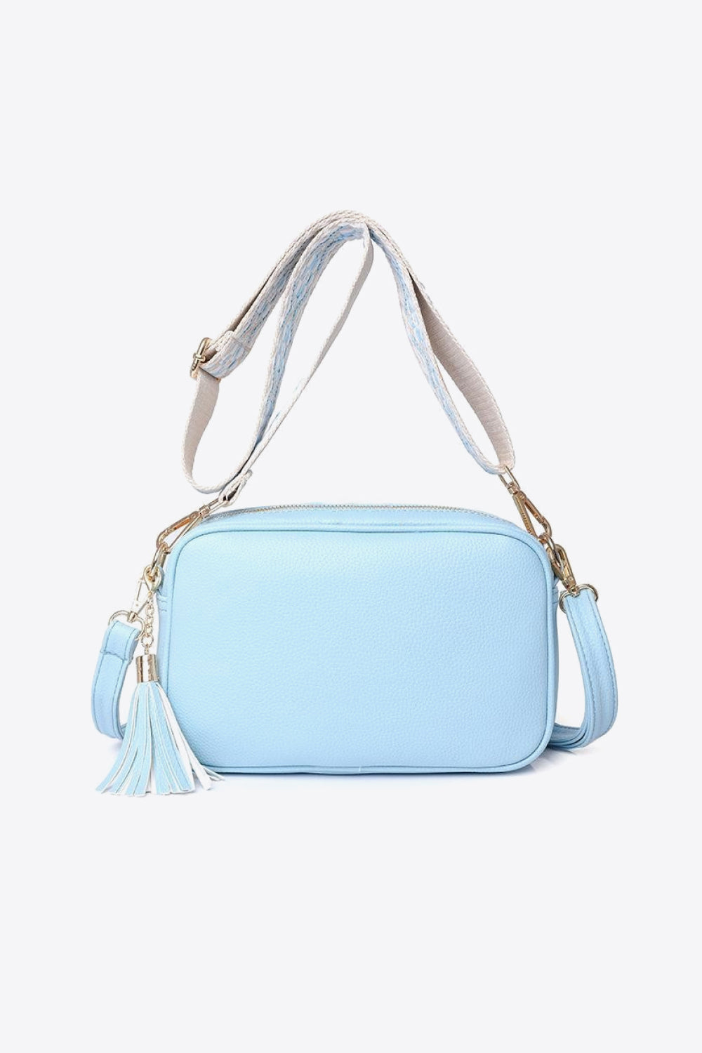 PU Leather Tassel Crossbody Bag - Celeste    