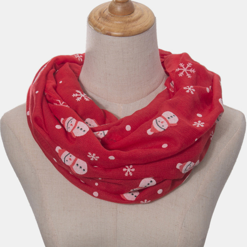 Fringe Snowman Polyester Scarf - Celeste    