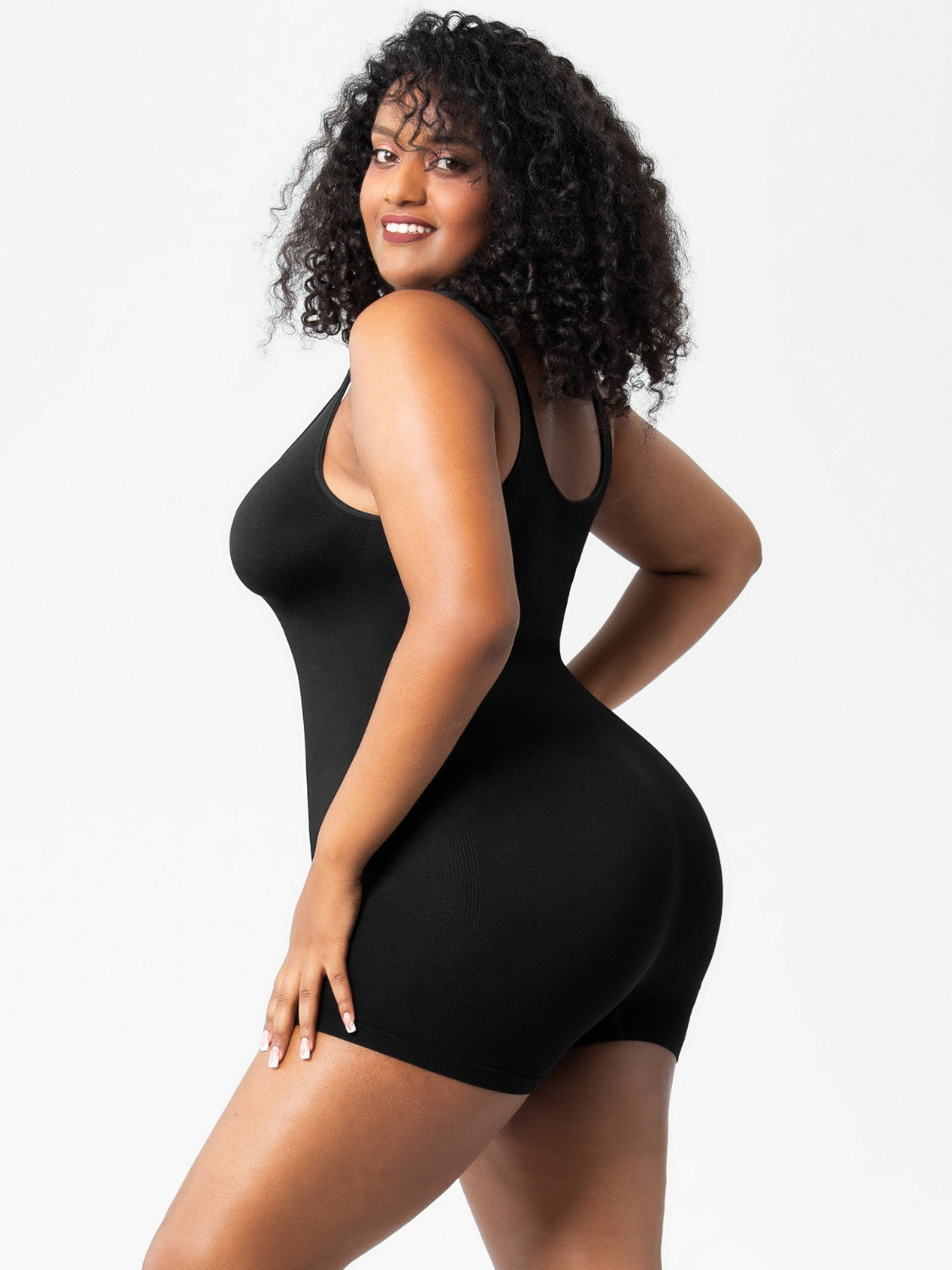 Scoop Neck Wide Strap Shaping Romper - Celeste    