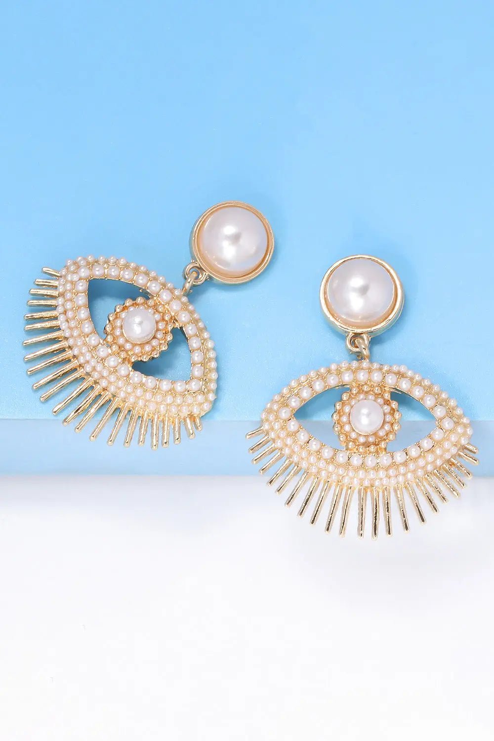 Evil Eye Shape Rhinestone Zinc Alloy Synthetic Dangle Earrings - Celeste    