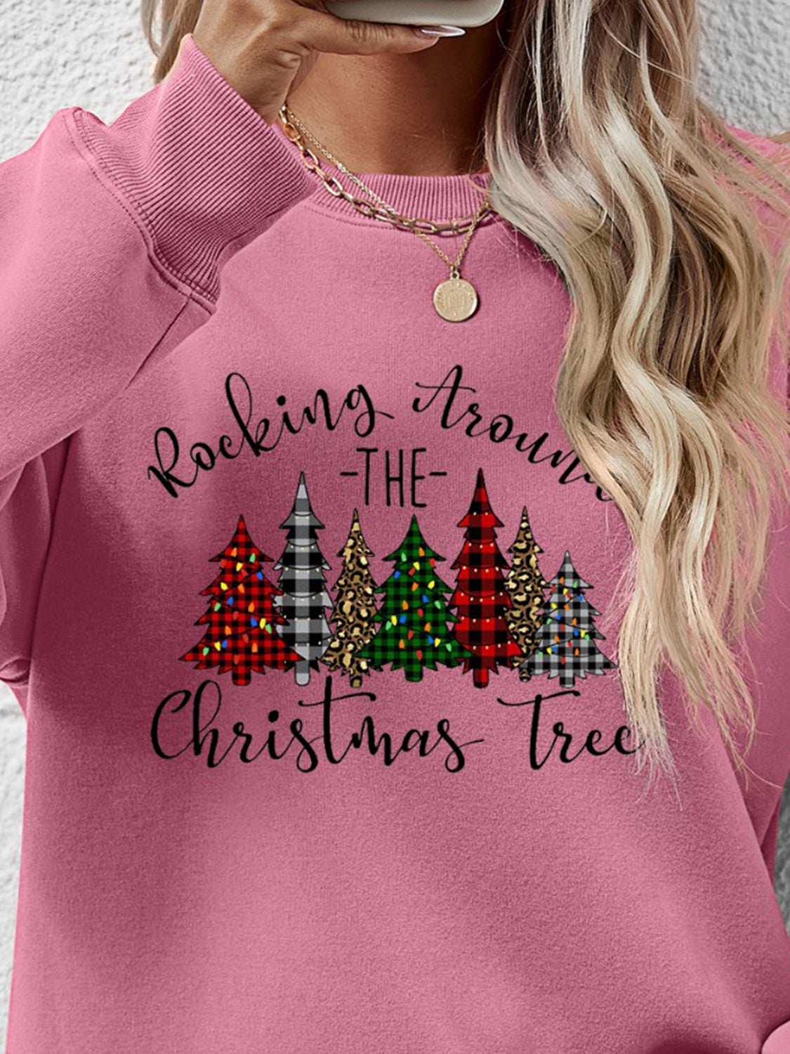 Sudadera con cuello redondo y gráfico de árbol de Navidad