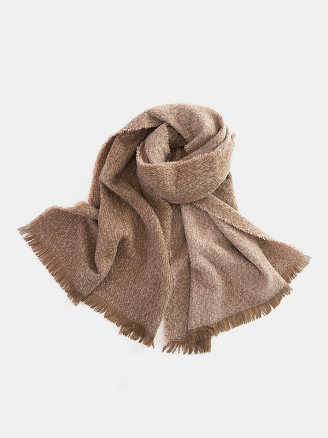 Raw Hem Heathered Polyester Scarf - Celeste    