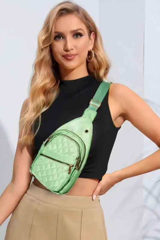 Fame Multi-Layer Zipper Crossbody Bag - Celeste    