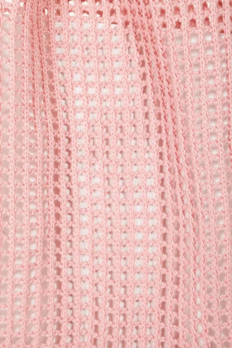 Fame Pointelle Knit Crochet Tote Bag - Celeste    